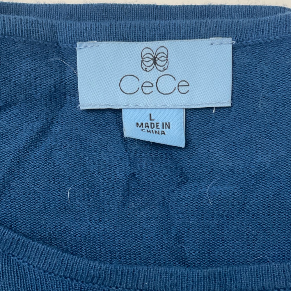 CeCe Turquoise Ruffle Shoulder Sweater - Picture 5 of 7